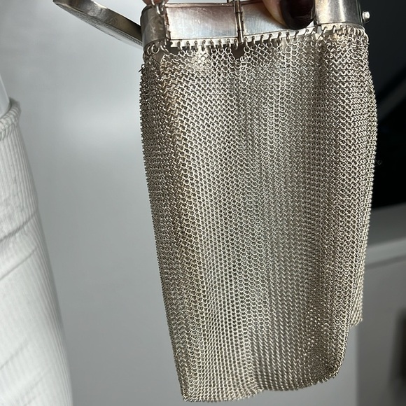 Antique Sterling Silver 925 Chain Mesh Expandable Top Snap Mirror Bag Super Rare - Picture 7 of 16